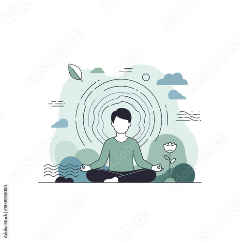 Person meditating in lotus position with calm energy.