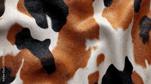 A close-up view presents a soft, undulating surface with a blend of black, brown, and white organic patterns. The textures emulate animal fur