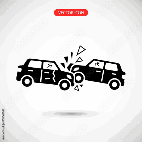Car Crash Icon - Depicting a Vehicle Accident with Damage.