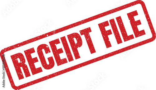 Standard rectangular rubber stamp showing RECEIPT FILE text for organizing financial documents and records