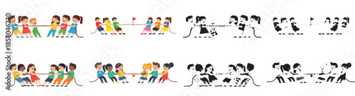 Kids tug of war game team competition fun activity