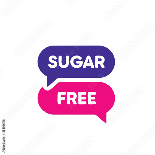 Sugar free dietary information badge for healthy food product packaging and wellness marketing materials