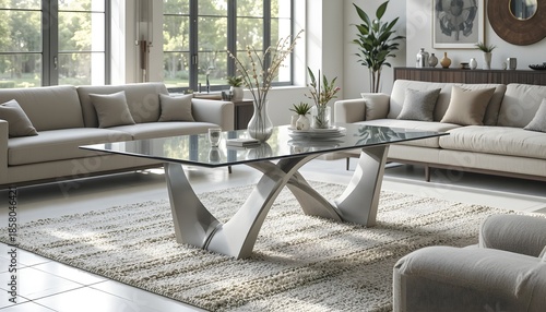 Modern Living Room with Glass Coffee Table