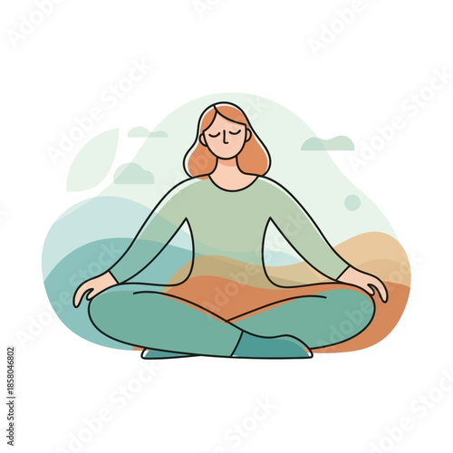 Wallpaper Mural Woman Meditating in Lotus Pose Calmly. Torontodigital.ca