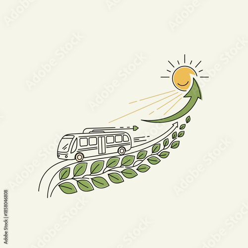 Eco-friendly electric bus powered by solar energy and nature.