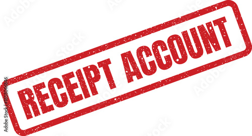 Textured red receipt account stamp with rectangular outline and vintage distressed appearance