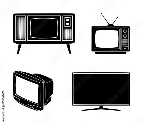 television silhouette set, isolated background
