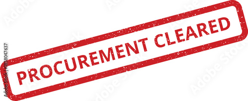 Textured rubber stamp vector illustration displaying the text Procurement Cleared for official business document approval