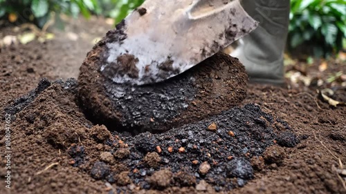 Wallpaper Mural Earthy coffee soil turned over revealing rich, dark tones in an agricultural setting Torontodigital.ca