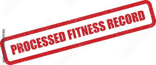 Vector graphic showing a processed fitness record stamp with a worn texture for health tracking data