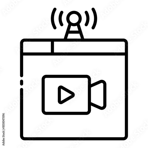 broadcast icon. wireless media signal. share live video content. media and communication