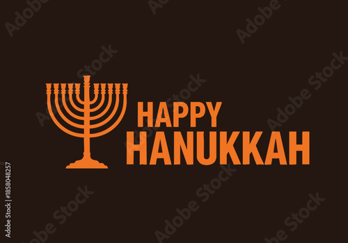 Hanukkah greeting graphic with a menorah symbol on a simple dark background for festive holiday designs and illustrations