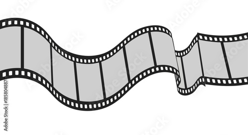 Vintage film strip with perforations and blank frames against a white background a classic visual representation of cinematic history and storytelling