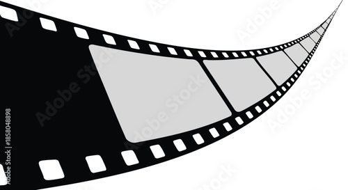 Cinematic Film Strip Ascending into the Digital Age on a White Background
