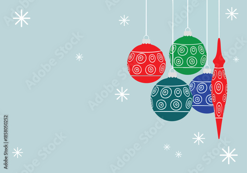 festive holiday baubles with snowflakes on a soft blue background celebratory decorations for seasonal events