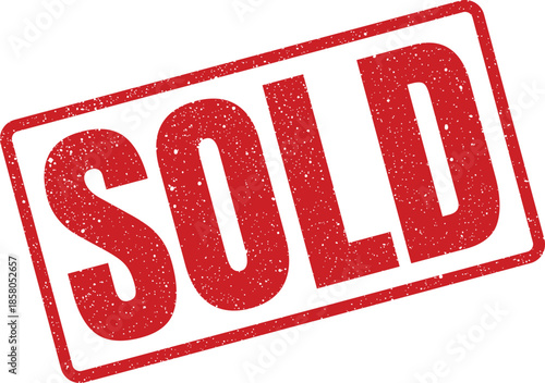 Classic distressed rubber stamp featuring the word sold, representing completed transactions for products, properties, or services offered