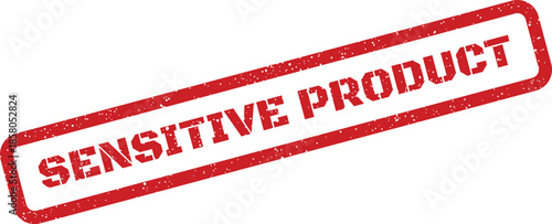 Distinctive red grunge rubber stamp mark for labeling a sensitive product requiring special care and restricted distribution