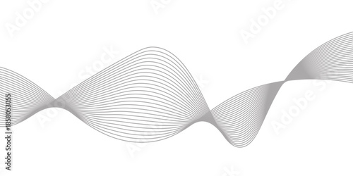 White abstract background with flowing particles. White and gray Digital futuristic technology concept background. Dynamic waves use for business, corporate, poster, template, illustration