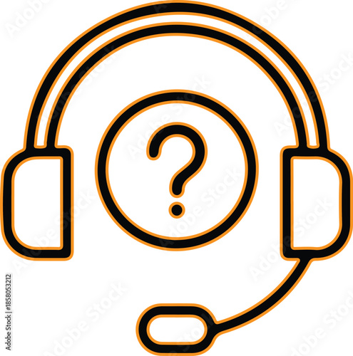 Customer support headset with question mark