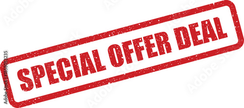 Distressed rectangular mark featuring the Special Offer Deal message, effective for promoting direct savings and attractive shopping incentives