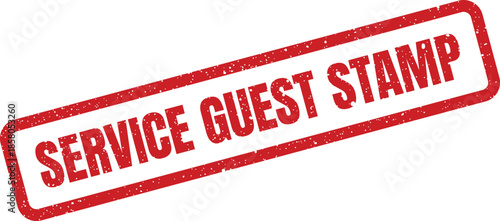 Distressed rectangular official stamp reading SERVICE GUEST STAMP indicating visitor authorization or service access, ideal for event entry or hospitality records