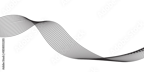 Abstract wave element for design. Digital frequency track equalizer. Stylized line art background. Vector illustration. Wave with lines created using blend tool.