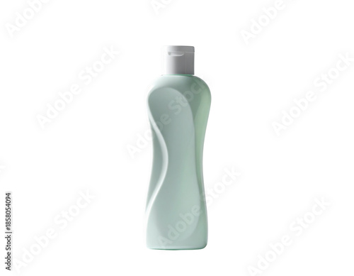 A light green bottle with a white cap and a wavy design.