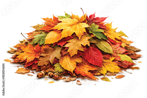 autumn leaves on white background