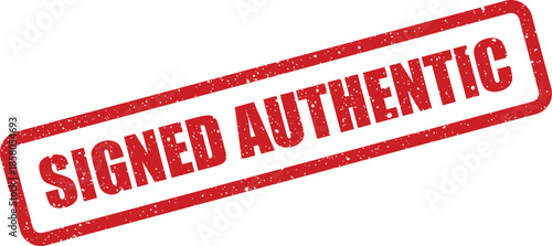Distressed red rectangular stamp displaying SIGNED AUTHENTIC text, confirming originality and official verification
