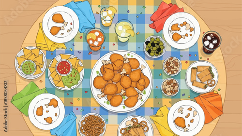 Day of the Dead Celebration Table Setting with Food and Drinks.