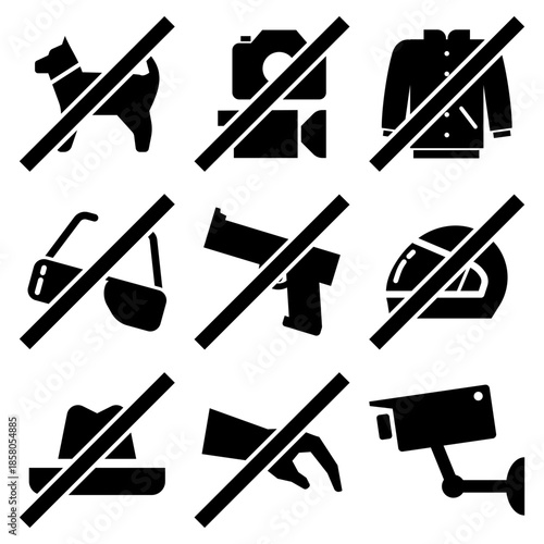 Icon set for visitor rules in public place