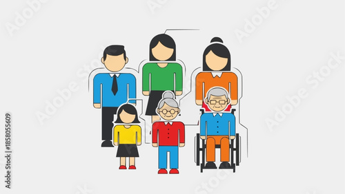 Diverse Family Group Representing Multiple Generations and Abilities.