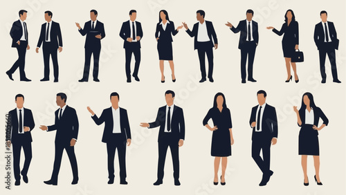 Diverse Group of Business People in Formal Attire Posed Professionally.