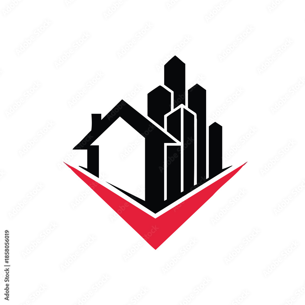 Fototapeta premium Modern residential and commercial architecture symbol representing growth and stability in urban development for branding purposes