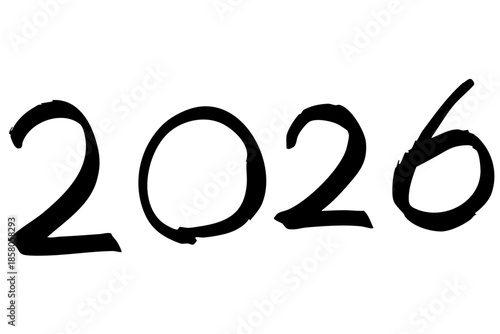 2026年の数字線画イラスト｜おしゃれな新年デザイン素材