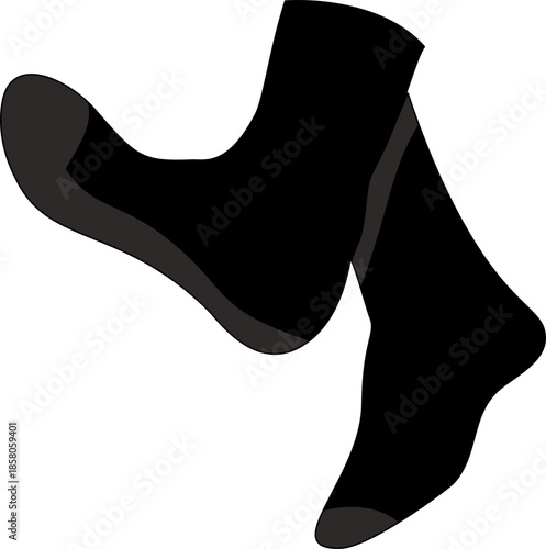 Plain Black Socks Vector Illustration