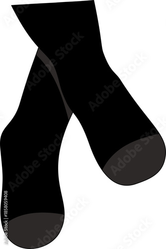 Plain Black Socks Vector Illustration