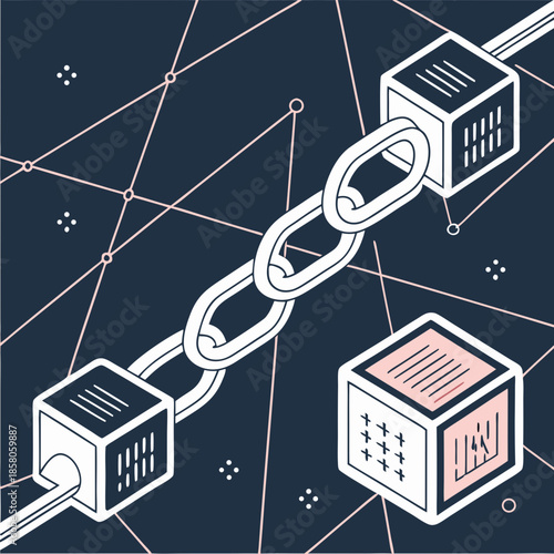 Abstract Isometric Network Connection with Cubes and Chain Links