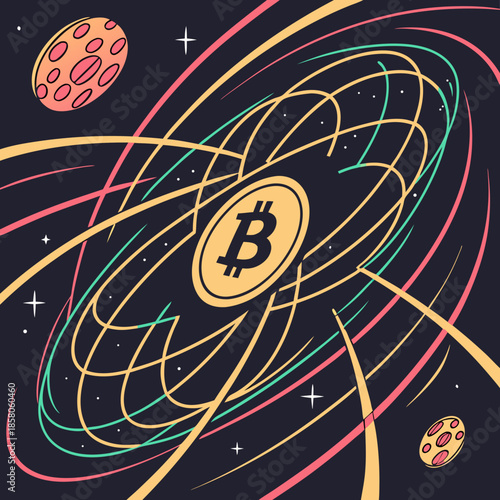Bitcoin Galaxy: Abstract Cryptocurrency Illustration