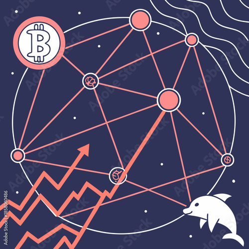 Bitcoin Network Growth: Abstract Pixel Art Illustration