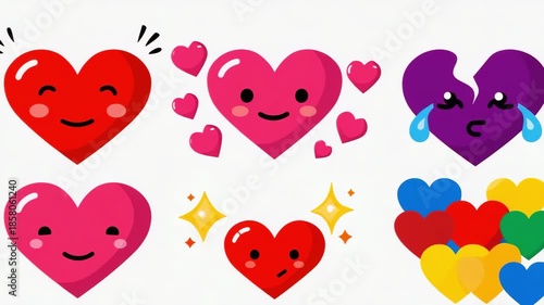 set of cute hearts illustration motion background.ai 