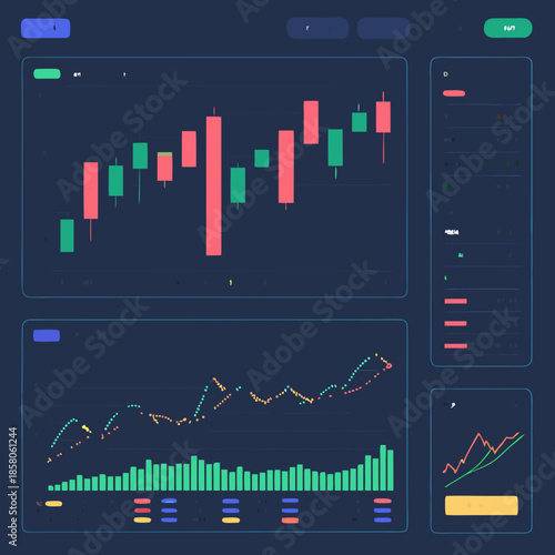 Dark Modern Financial Dashboard with Colorful Charts and Graphs