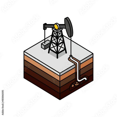 Oil Pumpjack Extracting Crude Oil from Ground.