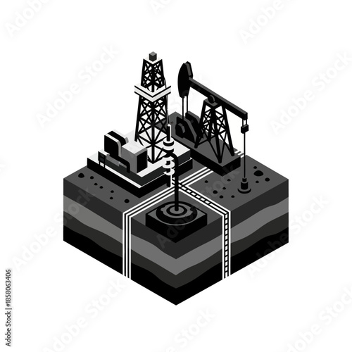 Oil Rig Pumpjack Derrick Industrial Equipment.