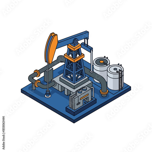 Isometric Illustration of Oil Pump System.