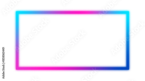 empty neon frame isolated on transparent background, rectangular colorful glowing frame, design template  