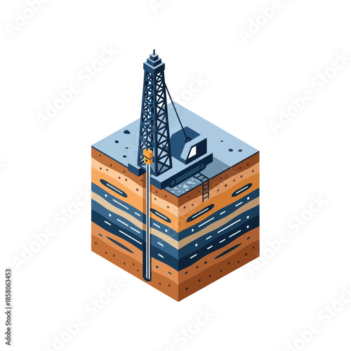 Oil Rig Structure on a Cube.