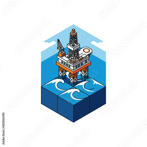 Isometric Oil Rig Platform Structure.