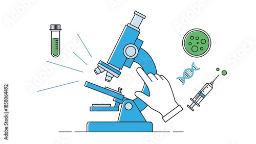 Microscope and Scientific Research Equipment Illustration.