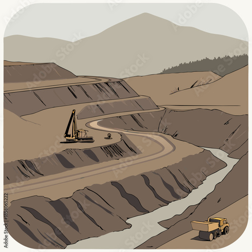 Open-Pit Mining Operation Illustrated